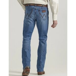Wrangler Retro Jeans Mens 32x34 Relaxed Boot Cut Blue Washed Denim Stretch